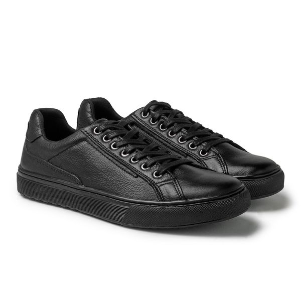 Sapatenis Casual Connect em Couro - Preto