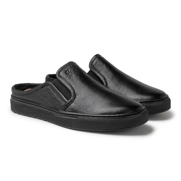 Mule Masculino Connect em Couro - Preto