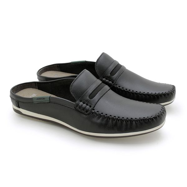 Mule Masculino Dumont em Couro - Preto
