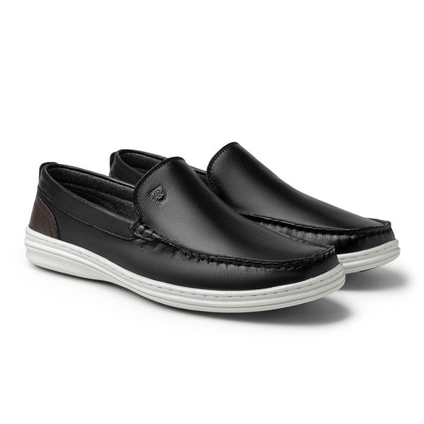 Mocassim Ferrara em Couro - Preto