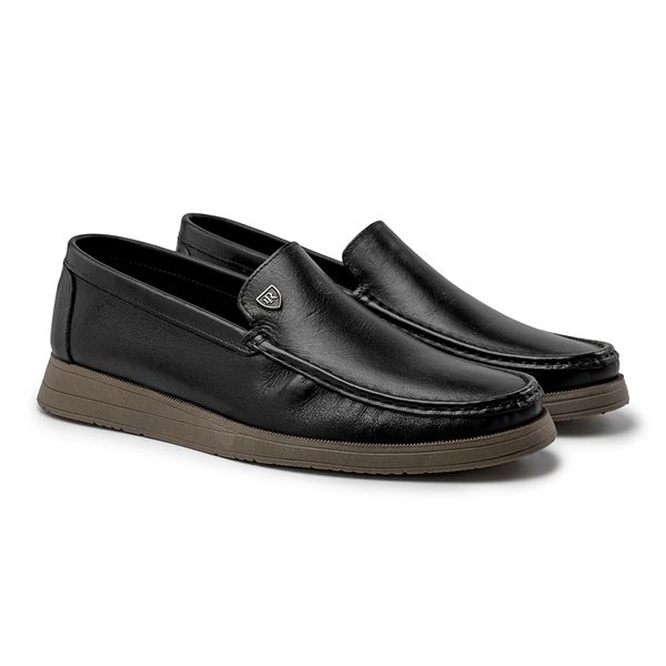 Mocassim Loafer Florença em Couro - Preto