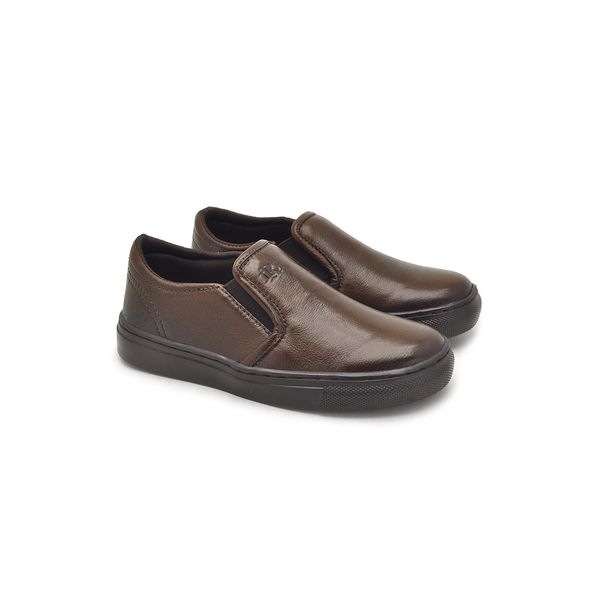 Slip On Yate Infantil Stratus em Couro Marrom 