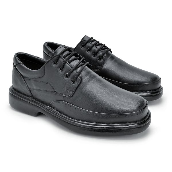 Sapato Comfort Lisboa em Couro - Preto