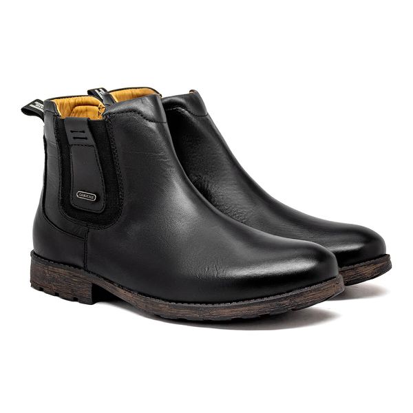 Bota Chelsea Saara em Couro - Preto