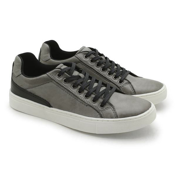 Sapatenis Casual Masculino Stratus em Couro - Silver