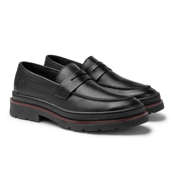 Mocassim Loafer Masculino Londres em Couro - Preto
