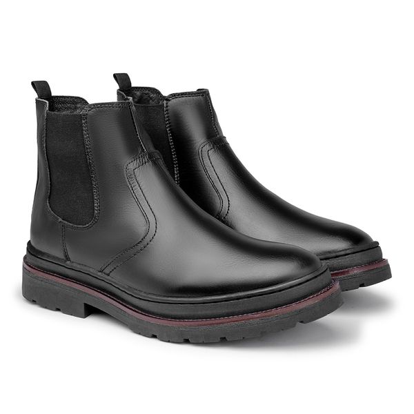 Bota Chelsea Londres em Couro - Preto