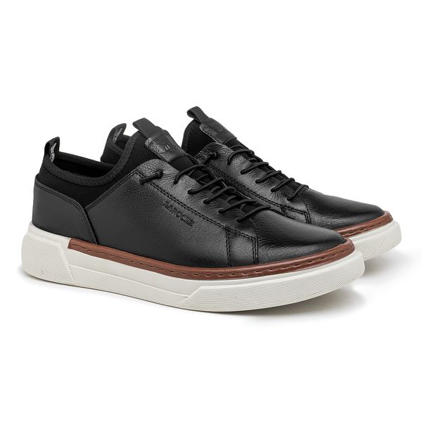 Sapatenis Casual Masculino Titanium em Couro - Preto