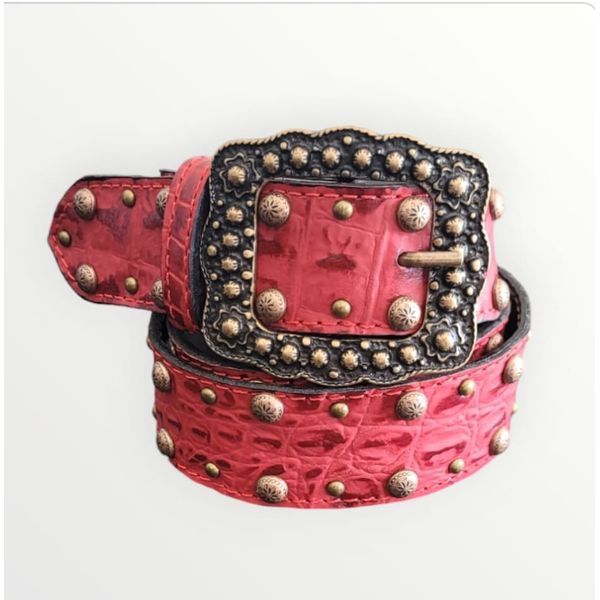 Cinto TR Red com cravo - Fivela em Ouro Velho