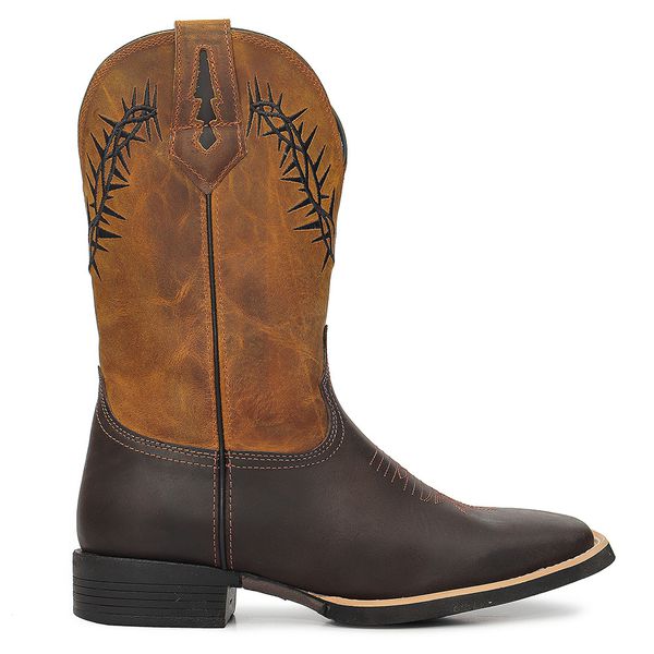Bota Texana Masculina Bulls Horse 50021 Couro Gel Crazy Horse Café
