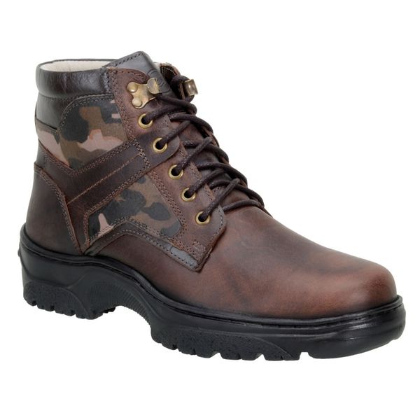 Coturno Masculino Camuflado Cor Café Com Cadarço