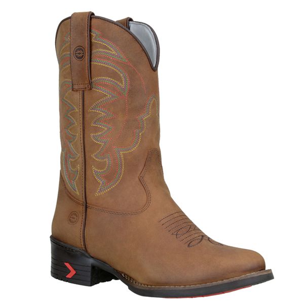 Bota Texana Masculina Bico Redondo em Couro