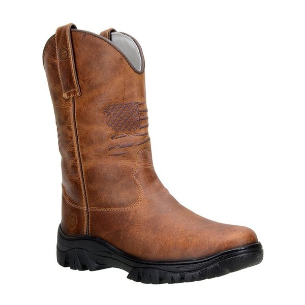 Bota Texana Masculina Bandeira em Couro