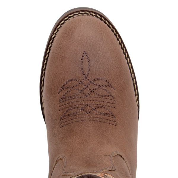 Bota Texana Masculina cor Clara Bico Redondo em Couro com Solado