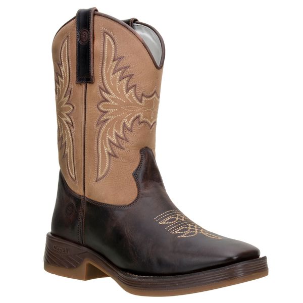 Bota Texana Masculina Oliva/Café em Couro