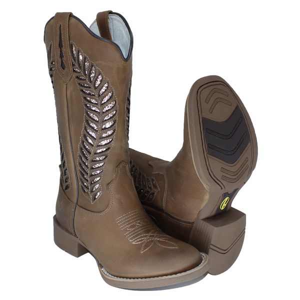 Bota texana feminina bico redondo clearance