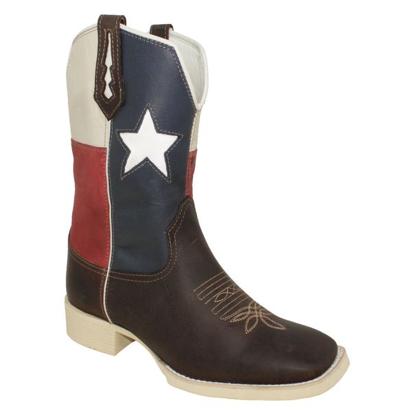 Bota Texana Masculina Bandeira Texas em Couro