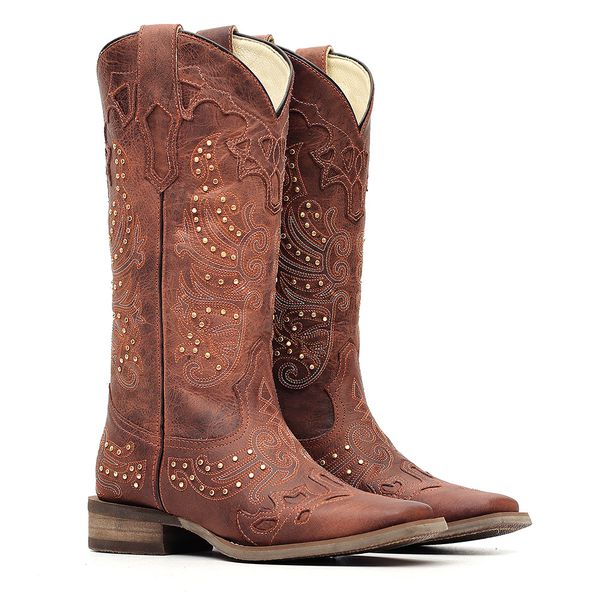 Bota Western Feminina Vimar Boots 13024 Fossil Castanho