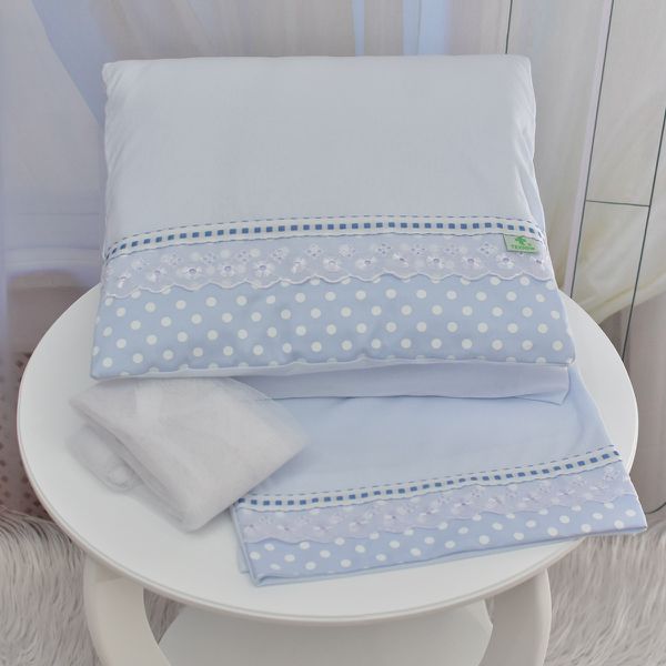 Kit Para Carrinho Bebe Bolinha Azul