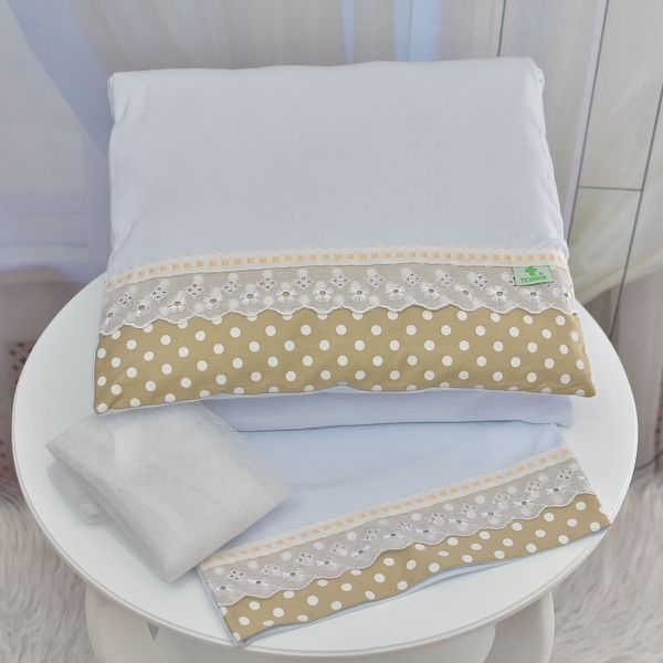 Kit Para Carrinho Bebe Bolinha Bege