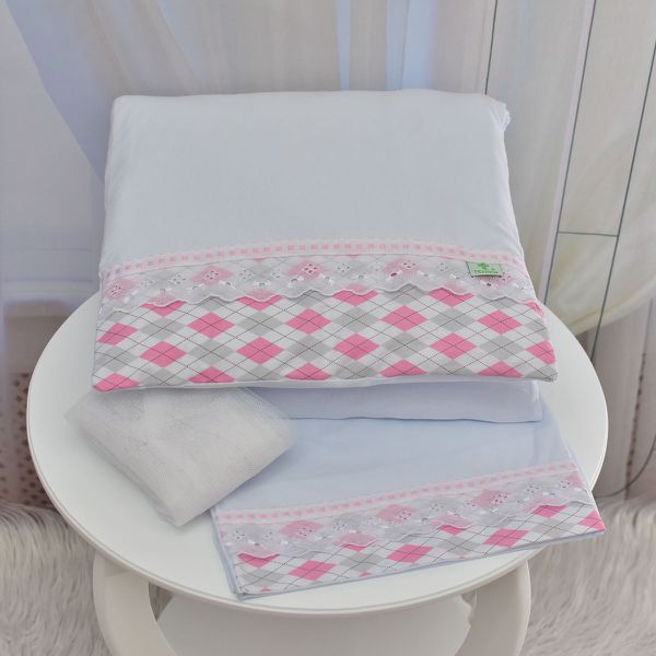 Kit Para Carrinho Bebê Escócia Rosa