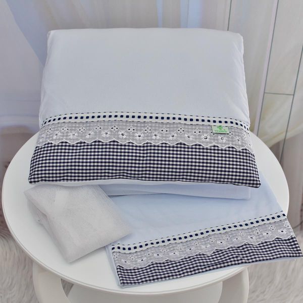 Kit Para Carrinho Bebe Xadrez Marinho