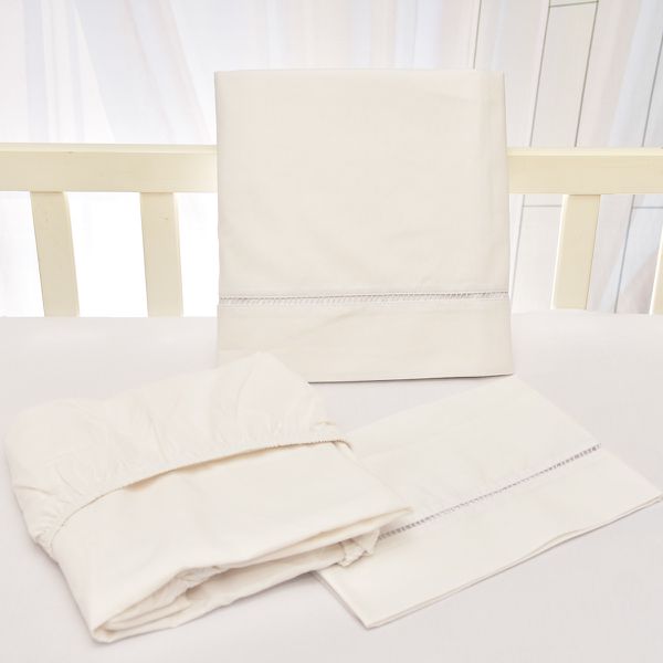 Jogo de Lençol Bebê de Percal Soft 150 Ouro Branco 3 Peças