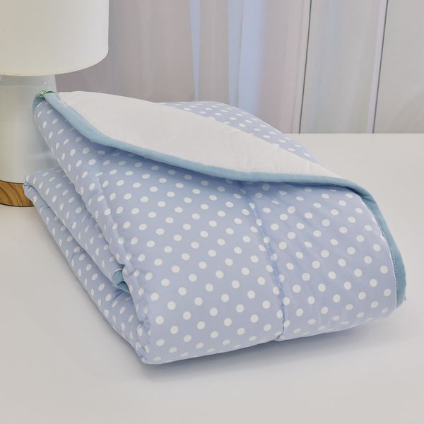 Edredom Bebê Tricoline Bolinha Azul
