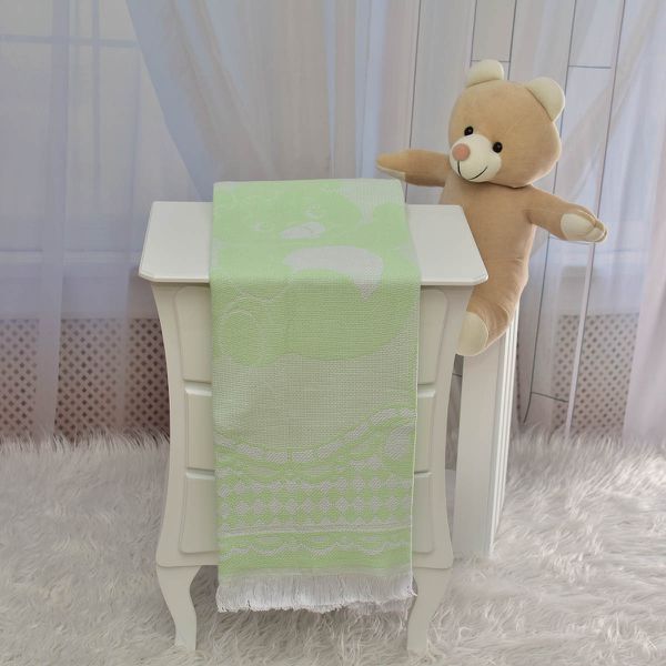 Manta Bebê Jacquard Ursinho Verde