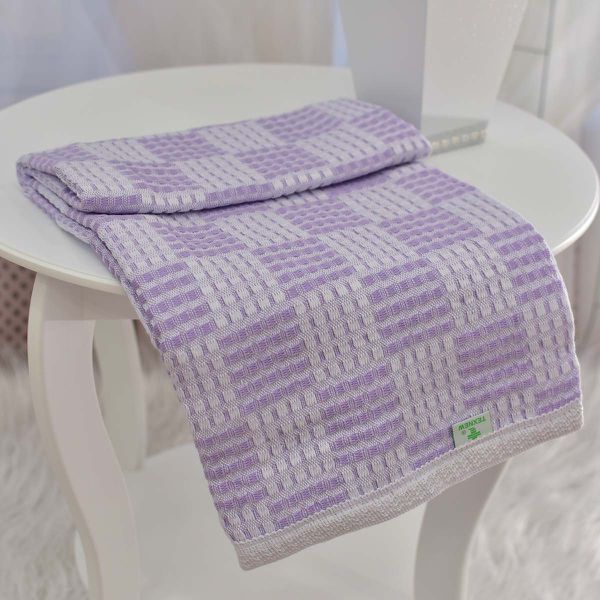 Manta Bebê Jacquard Xadrez Lilás