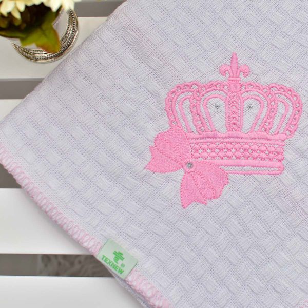 Manta Bebê Piquet Coroa Rosa