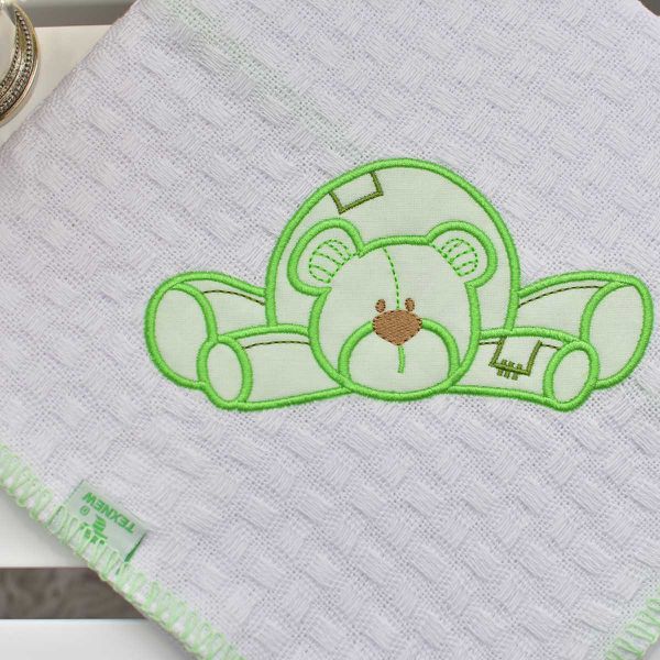 Manta Bebê Piquet Ursinho Deitado Verde