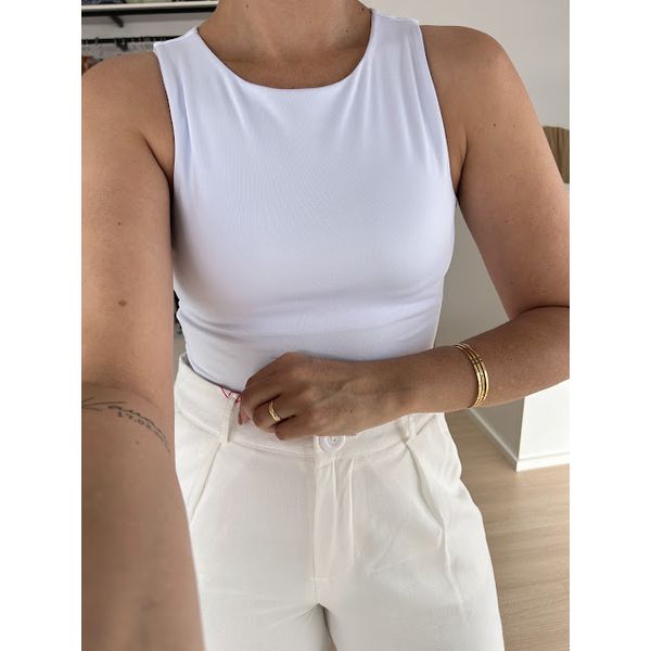 Cropped Regata liso básico dia a dia Suplex forro duplo- Branco