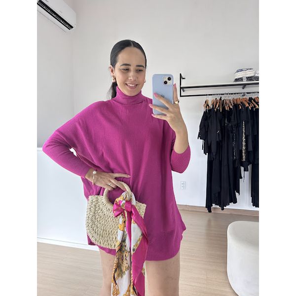 Vestido Feminino Poncho Modal- Fucsia
