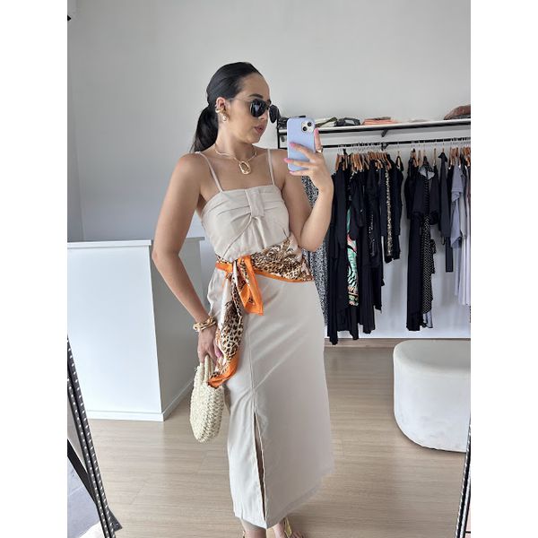 Vestido Gisele Midi- Areia