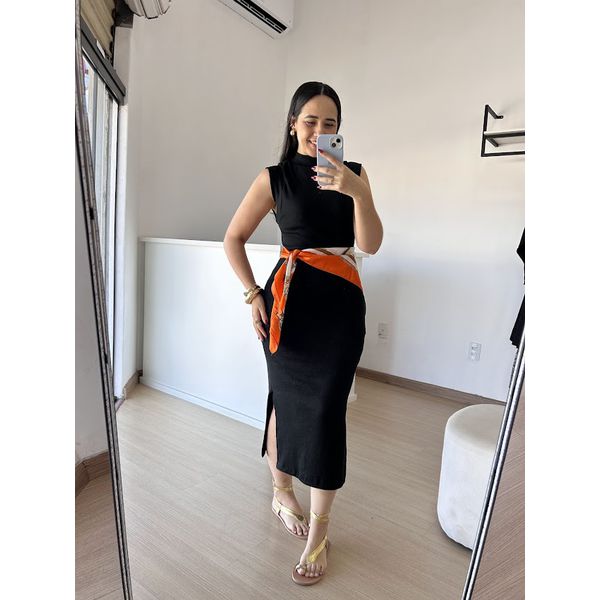 Vestido Canelado Muscle Tee Mariana Preto