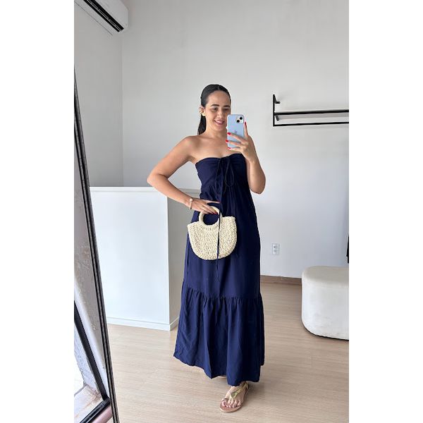 Vestido Longo Veneza- Azul Marinho