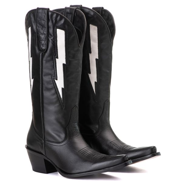 Bota Feminina Texana Tucson - Couro Preto - Solado P51 Liso Preto
