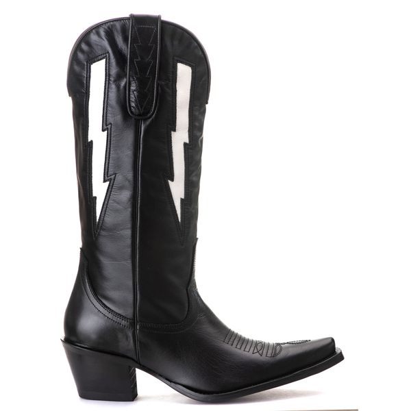 Bota Feminina Texana Tucson - Couro Preto - Solado P51 Liso Preto