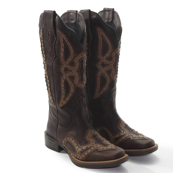 Bota Feminina Texana Tucson - Fóssil Café - Solado Flor 