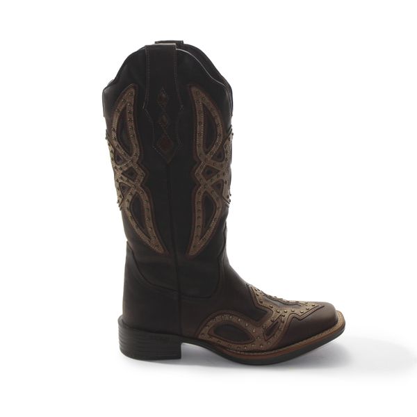 Bota Feminina Texana Tucson - Fóssil Café - Solado Flor 