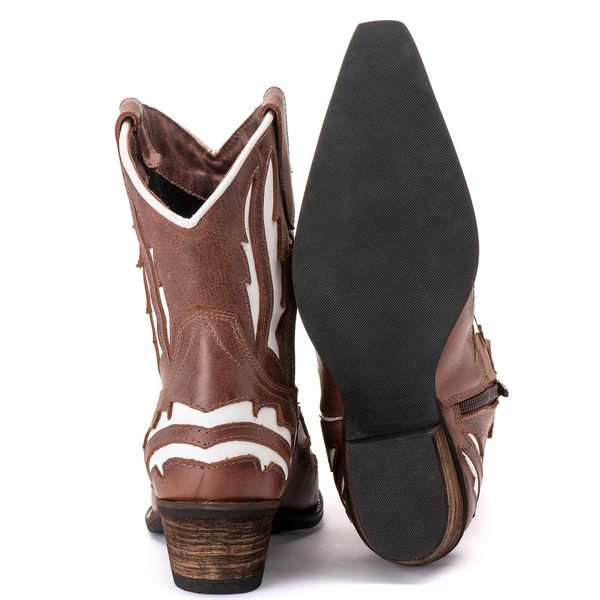 Bota Feminina Texana Tucson - Couro Euro Texas Whisky - Solado P51 Natural