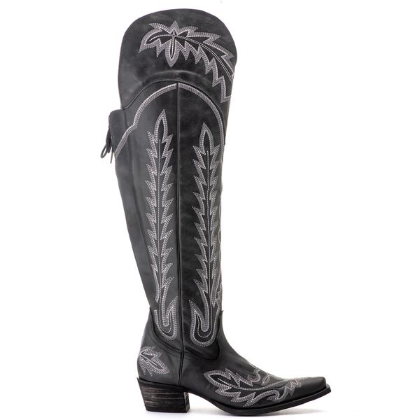 Bota Feminina Texana Tucson - Couro Preto - Solado P52 Rústico Preto