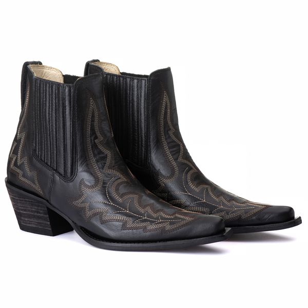 Bota Feminina Tucson - Couro Napa Preto - Solado P51 Rústico Preto