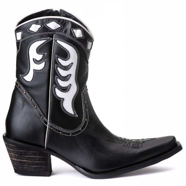 Bota Feminina Tucson - Couro Preto - Solado P51 Rústico Preto