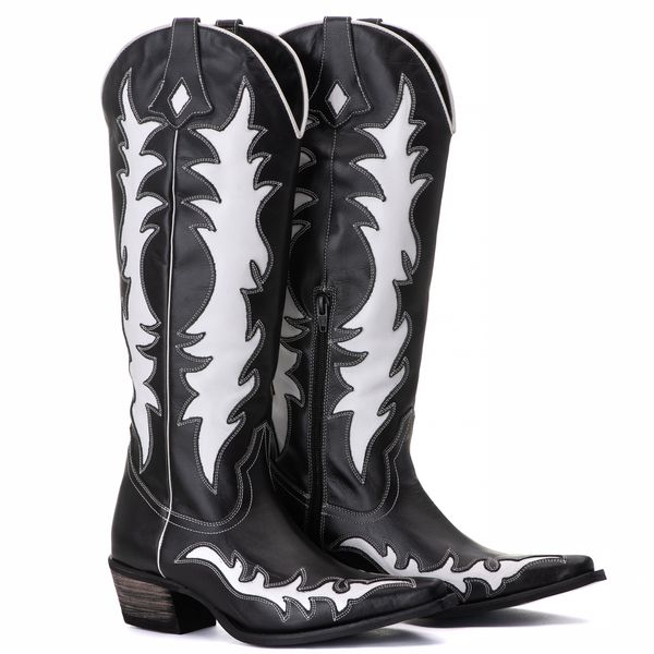 Bota Feminina Texana - Couro Napa Preto - Solado P52 Rústico Preto