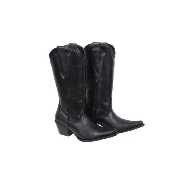 Bota Feminina Texana Tucson - Couro Napa Preto - Solado P51 Liso Preto