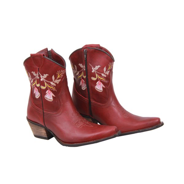 Bota Feminina Texana Tucson - Couro Euro Vinho - Solado P51 Rústico Café