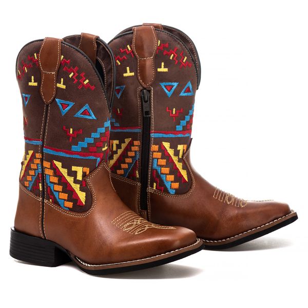 Bota Texana Infantil Tucson - Couro Firenze Caramelo - Tucson Kids