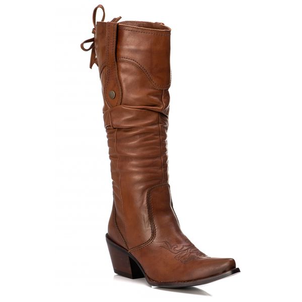 Bota Feminina Texana Tucson - Couro Firenze Caramelo - Solado P51 Liso Café